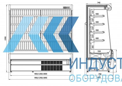 Горка гастрономическая Enteco Вилия 130 ВС без боковин (0...+7)  - продажа, доставка, сервис, фото № 22546